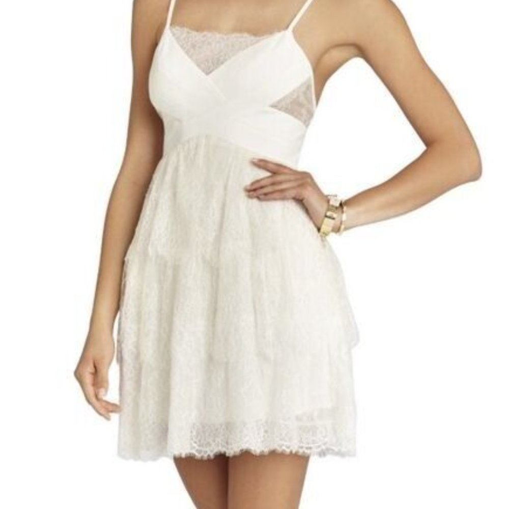 BCBG MazAzria Josanna Dress Womens Size XXS White Lace Bridal NWT *Flaw
